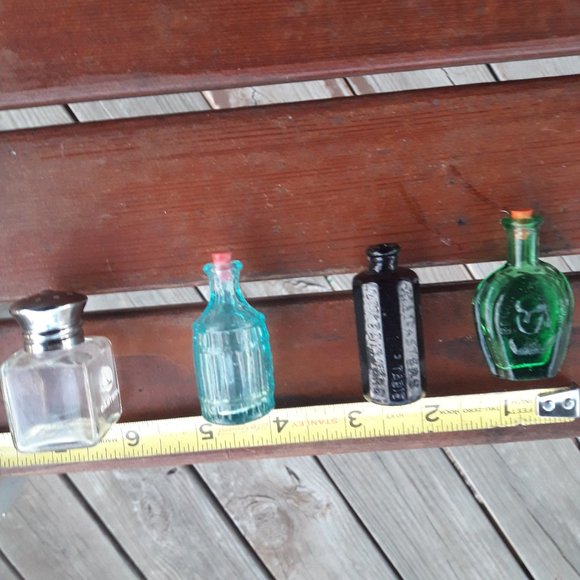 Vintage Glass Bottle with Lid Blue Art Glass Mini Dollhouse Wheaton Root Bitters - Picture 11 of 14